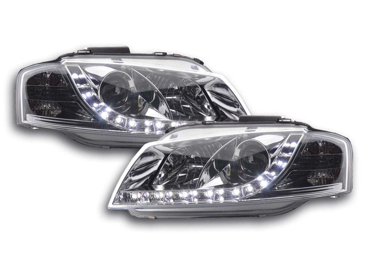 Scheinwerfer Set Daylight LED Tagfahrlicht Audi A3 Typ 8P 03-08 schwarz Scheinwerfer Set Daylight LED Tagfahrlicht Audi A3 Typ 8P 03-08 schwarz